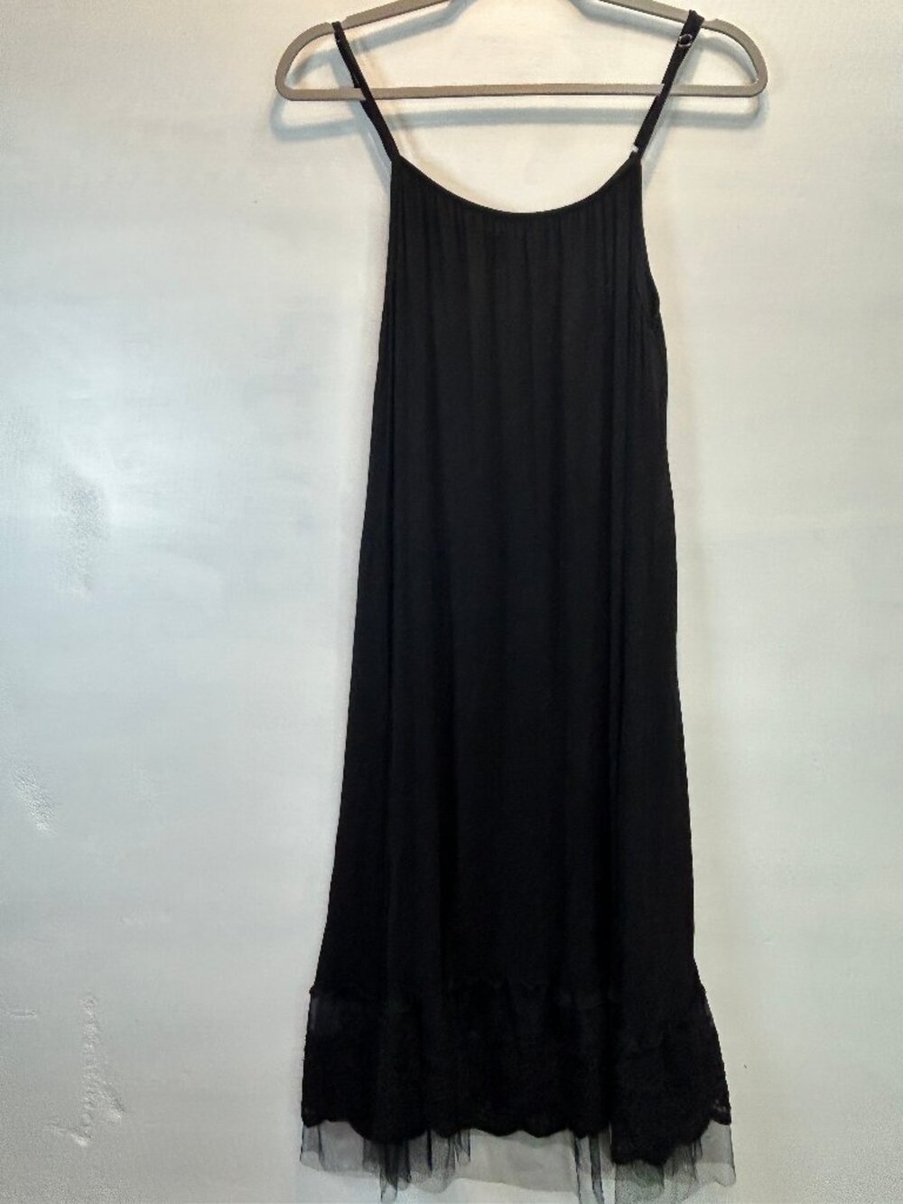 Ladys World XL Black Midi Swing Dress Boho Tiered Hem Dark Academia Layering
